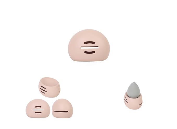 Womens Soft Silicone Travel or Daily Makeup Sponge Holder, Dust-proof Portable Cosmetic Face Makeup blender, Soft and Eco-Friendly Silicone Beauty Make up Organizer (1, Upgrade Khaki)
