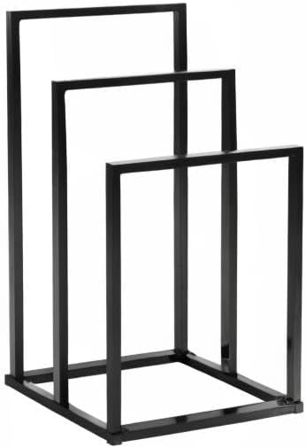 BOFENG 3 Tiers Black Metal Towel Rack Chrome Tall Industrial Modern Freestanding Towel Holder for Bathroom Accessories Organizer for Bath Storage & Hand Towels,Washcloths,Next to Tub or Shower