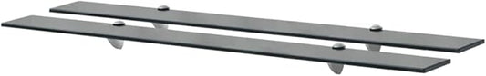 Floating Shelves Set of 2, 39.4x7.9 Inch Black Tempered Glass Wall Mounted Display Shelf for Living Room, Bedroom, Bathroom and Home Office Decor