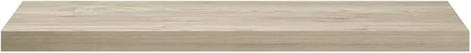 Floating Wall Shelf 35.4 Inch Long Oak Finish Rectangular Display Ledge Modern Wood Storage Organizer for Living Room Bedroom Office