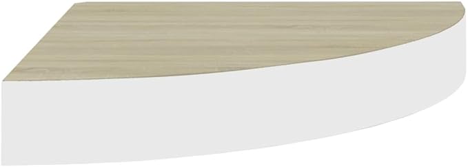 Corner Shelves for Wall 2 Pack Oak and White Floating Shelves 9.8x9.8x1.5 Inch Honeycomb MDF Metal Frame Invisible Mounting for Bathroom Bedroom Living Room Decor