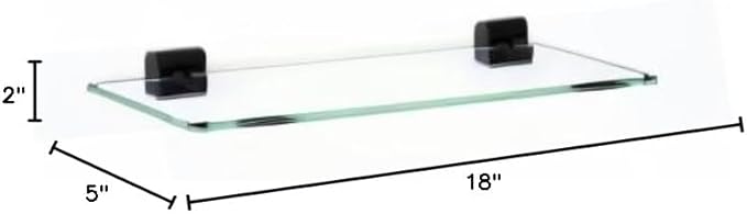 Alno A8450-18-MB A8450-18 Contemporary II 18 Inch Glass Shelf with Brass Mounting Brackets