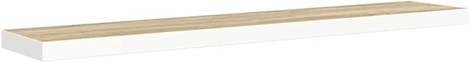 Floating Wall Shelf 47.2 Inch Oak and White Modern Wood Display Shelf for Living Room Bedroom Invisible Mounting Shelves for Books and Collectibles