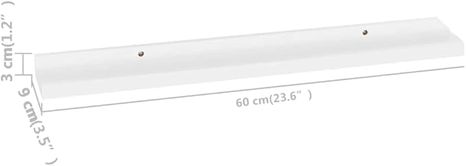 Wall Shelves Set of 4, White Floating 23.6 Inch for Living Room Bedroom, Modern Decorative Storage for Plants Books Decor, Easy Mount MDF Board Shelves with High Weight Capacity