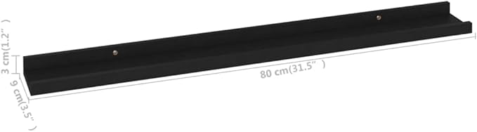 Wall Shelves 4 pcs Black 31.5x3.5x1.2 inch Floating for Wall Decor, Modern MDF Storage Shelves for Living Room Bedroom Kitchen Display Organizer