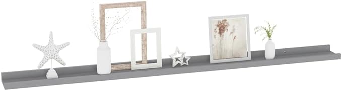 Gray Wall Shelves Set of 2, 45.3 Inch Floating for Living Room, Bedroom Decor, MDF Storage Shelves for Books, Plants, Display Organizer