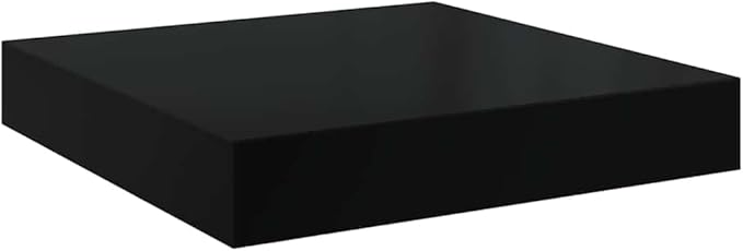 Set of 2 Floating Wall Shelves, Modern Rectangular Display Ledges, High Gloss Black MDF Wood Shelving Unit for Bedroom, Living Room, and Office Decor, 15.7 inch