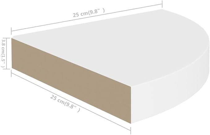 Floating Corner Shelf White 9.8"x9.8"x1.5" Honeycomb MDF Wall Mount Shelf with Invisible Bracket - Decorative Storage Solution for Bathroom, Living Room, Bedroom