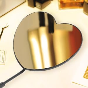 Professional Portable Stainless Steel Heart Shaped Lash Mirror, Anti Fog with Knurled Handle Design for Lash Extension, Makeup, Drawing, etc, Compact and Lightweight, Wonderful Gift for Girlfriends