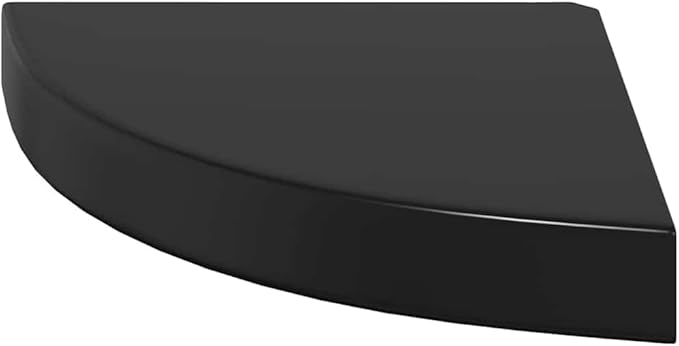 Corner Shelf Set of 2, Floating Wall Mount Shelves for Bedroom, Living Room, and Office, 9.8 x 9.8 Inch Decorative Display Shelving, High Gloss Black MDF
