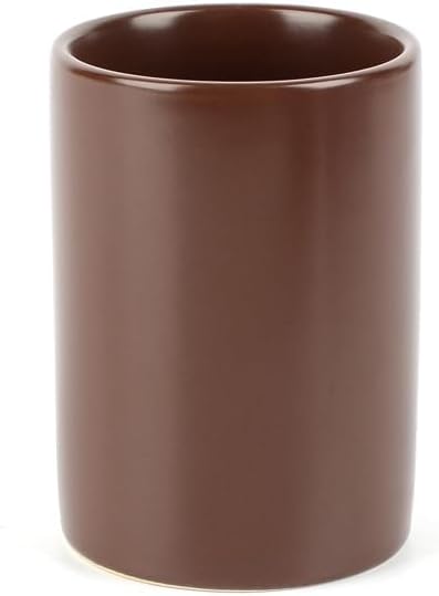 WPM 4 Piece Ceramic Bathroom Accessories Set - Brown - Our Complete Bath Decor Kit Includes Designer Soap or Lotion Dispenser - Toothbrush Holder - Tumbler - Soap Dish
