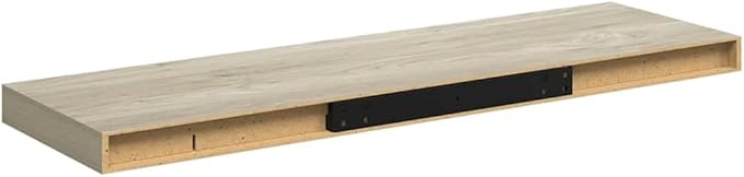 Floating Wall Shelf, Large Oak Finish Display Shelf for Living Room, Bedroom, and Office, Minimalist Rectangular Decorative Wall Mount Storage Shelf, 31.5-Inch