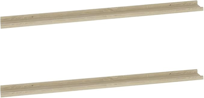 Sonoma Oak Floating Shelves 2 Pack 45.3 Inch Wall Mounted Storage Shelves for Living Room Bedroom Kitchen, MDF Wood Shelving Display Rack for Books Plants Decor