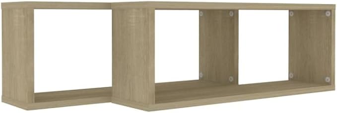 Wall Cube Shelves 2 Pack Sonoma Oak Floating 23.6x5.9x9.1 Inches Engineered Wood Wall Mount Display Storage Shelves for Living Room Bedroom Office Decor