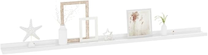 Wall Shelves 2 Pack High Gloss White 45.3x3.5x1.2 Inches Modern Floating Shelves for Living Room Bedroom Bathroom Storage Display Organizer