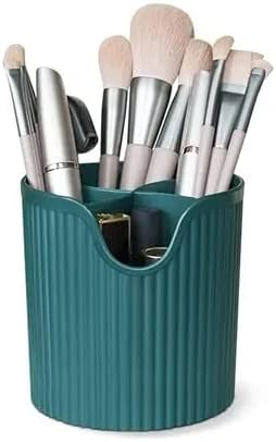 Makeup Brush Holder with Compartment (Green)