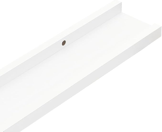 White Picture Frame Ledge Shelves 2 Pack 23.6 inch Wall Mounted Display Shelves for Photo Frames Decorations MDF Floating Shelf Home Office Decor
