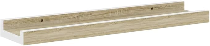 Wall Shelf Set of 2, Floating Shelves for Wall Storage, Modern White and Sonoma Oak MDF Decorative Display Shelves for Living Room Bedroom, 15.7 inch