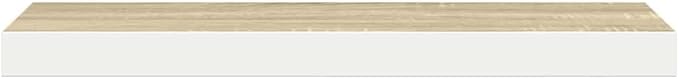 Set of 2 Floating Wall Shelves, 47.2 Inch Long Modern Decorative Shelf for Living Room, Bedroom and Office, Matte Oak and White Wall Mounted Storage Display Ledge