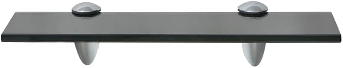 Floating Shelf Set of 2, Black Tempered Safety Glass, 11.8 x 3.9 in, Modern Wall Shelves for Bathroom, Living Room, Bedroom Decor