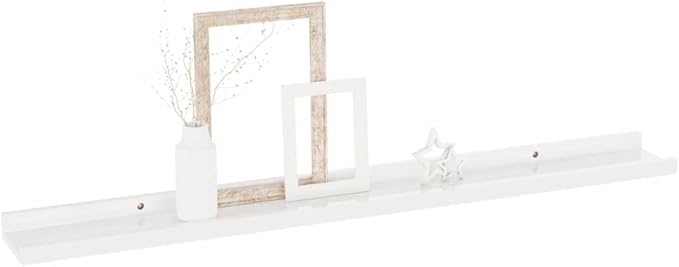 High Gloss White Wall Shelves 2 Pack 31.5 inch Floating for Living Room Bedroom Decor, Modern Display with 11lb Load Capacity, Easy to Clean MDF Storage Shelves for Home Organization