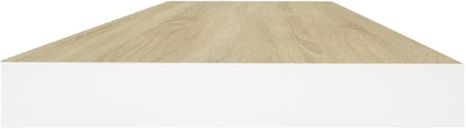 Floating Wall Shelves 2 Pack Oak White 23.6x9.3x1.5 Inches Invisible Mounting Display Rack for Living Room Bedroom Office Decor Storage