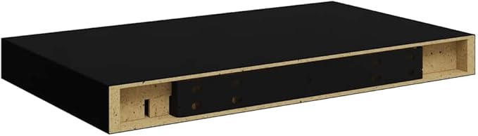 Floating Wall Shelf, High Gloss Black Rectangular Storage Display Ledge, Modern MDF Wall Mounted Decor for Living Room Bedroom Office, 15.7 x 9.1 Inches