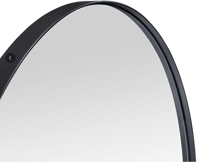 Matt Black Oval Recessed Bathroom Medicine Cabinet with Mirror Stainless Steel Metal Framed Oblong Pill Shaped Bathroom Cabinet with Mirror 16x33''