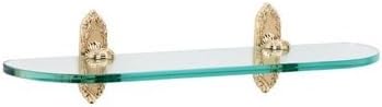 Alno A8550-24-PB Ribbon & Reed Glass Shelf with Traditional Brackets, Polished Brass, 24"
