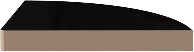 Floating Corner Shelf High Gloss Black 13.8x13.8 Wall Mount Display Storage for Bathroom Kitchen Living Room Decor Modern Home Organizer
