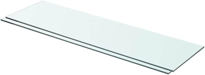 Set of 2 Wall Mounted Glass Shelves, 27.6 x 7.9 Inch Tempered Glass Floating Shelf for Home Office Storage Display, Clear Rectangular Panels