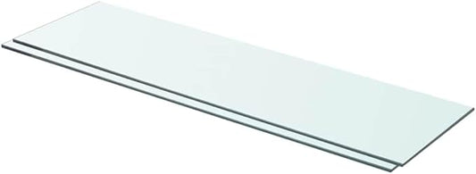 Set of 2 Wall Mounted Glass Shelves, 27.6 x 7.9 Inch Tempered Glass Floating Shelf for Home Office Storage Display, Clear Rectangular Panels