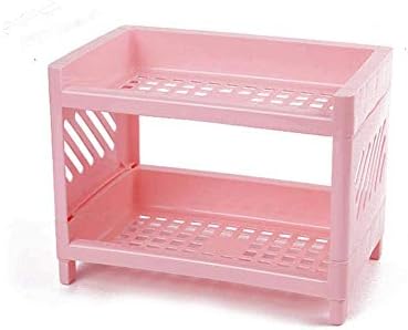 Multi-Functional Adjustable Bathroom Shelf - 2 Layers Storage nizer for Kitchen & Living Room, Stylish Pink Bracket, Space-Saving Solution
