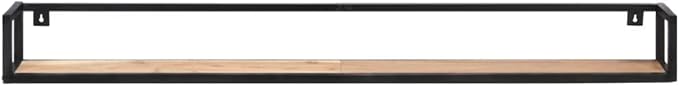 Set of 2 Floating Wall Shelves, 63 Inch Long Solid Acacia Wood and Iron Industrial Display Shelves, Heavy Duty Wall Mounted Storage Shelves for Living Room Bedroom Decor