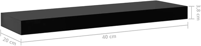 Set of 2 Floating Wall Shelves, 15.7 inch Modern MDF Shelving for Bedroom, Living Room, Display Storage Organizer, Matte Black Finish
