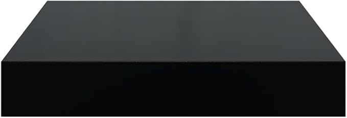 Set of 4 Wall Shelves, Modern Floating Honeycomb Shelves, High Gloss Black MDF Decorative Shelves for Bedroom, Living Room and Office, Easy Mount Storage Display Shelves