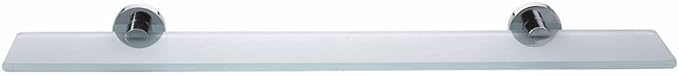 tesa SMOOZ Glass Bathroom Shelf - No Drill Shelf Made of Satined Glass and Chrome-Plated Metal - Stainless - Waterproof - Includes Removable Adhesive Solution, 121 mm x 600 mm x 50 mm