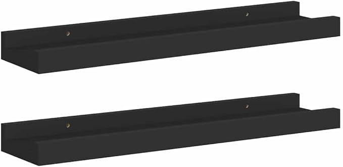 Set of 2 Floating Wall Shelves, 15.7 inch Modern Picture Ledge Shelf for Home Decor, Black MDF Display Rack for Living Room Bedroom Office Wall Mount