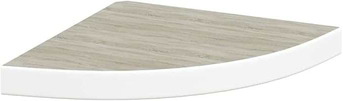 Wall Corner Shelf Floating Storage Organizer, Oak and White Decorative Corner Wall Mount Display Rack for Home Decor, Books, Photos, 13.8 x 13.8 x 1.5 Inch
