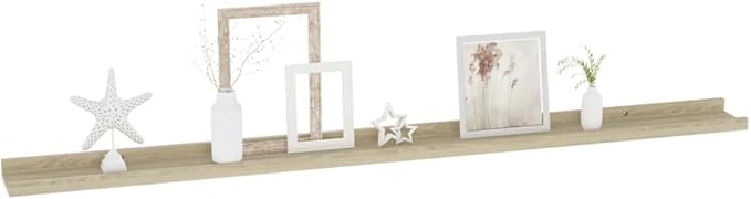 Sonoma Oak Wall Shelves Set of 4, 45.3 Inch Floating for Living Room Bedroom Kitchen, Heavy Duty MDF Storage Shelves for Decor Books Plants, Easy Mount Shelving Unit with Natural Wood Finish