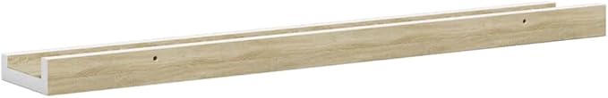 Wall Shelf Set of 4, 23.6 Inch Floating Shelves for Wall Decor, Modern MDF Display Ledges for Bedroom, Living Room, and Office, White and Sonoma Oak
