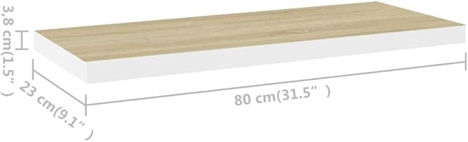 Floating Wall Shelf 31.5 inch Invisible Mounting Display Rack for Living Room Bedroom, Modern Oak White MDF Shelf with 22lb Capacity for Books Decor