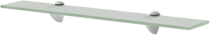 Floating Shelf Glass 23.6x3.9 Inches 0.3 Thick Tempered Safety Wall Mounted Bathroom Kitchen Decor Modern Display Storage Rack with Zinc Alloy Brackets 22LB Capacity