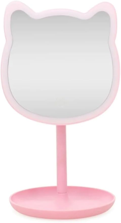 Puurrfect Mirror Gifts, Cute Cat Ears Shape Mirrors Makeup with LED Lights Touch Control. Smart Touch. (Pink)