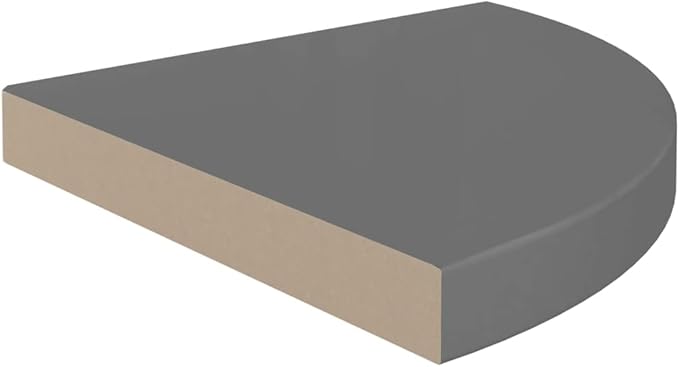 Floating Corner Shelf Wall Mounted 13.8"x13.8"x1.5" High Gloss Gray Honeycomb MDF with Metal Bracket Invisible Mounting System for Bathroom Living Room Bedroom Decor Storage
