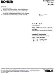 Kohler K-73145-TT Composed Bathroom Towel Arm, Titanium