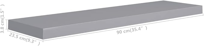 Floating Wall Shelves 2 Pack Gray Modern Display Racks 35.4x9.3x1.5 Inches MDF Board with Invisible Mounting for Living Room Bedroom Home Decor Storage Organizer