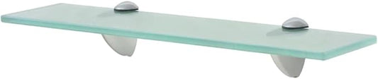 Floating Wall Shelf, 15.7 x 3.9 Inch Clear Tempered Glass Display Ledge with Zinc Alloy Brackets, Modern Minimalist Storage Shelf for Bathroom, Living Room, Bedroom