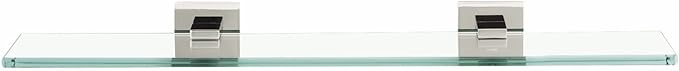 Alno Contemporary II 18" Glass Shelf With Brackets - Unlacquered Brass