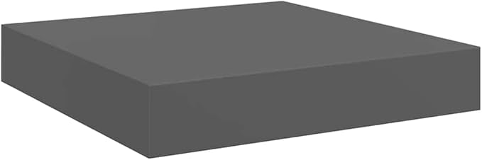 Floating Wall Shelves Set of 4, Modern High Gloss Gray Display for Living Room Bedroom, Invisible Mounting, 9.1x9.3x1.5 Inch MDF Shelves for Decor, Books, Collectibles, Easy Installation